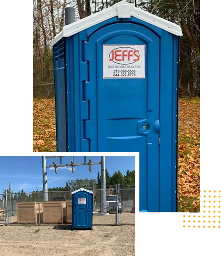 Construction Site Porta Potty rentals from Jeff's Restroom Trailer Rentals in Grand Rapids, Minnesota.